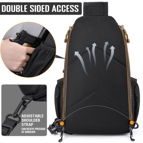 DEYACE Concealed Carry Bag for Men, YKK Zippers Crossbody Sling Backpack edc Bag with Gun Holsters, Travel Hiking Chest Pack Daypack