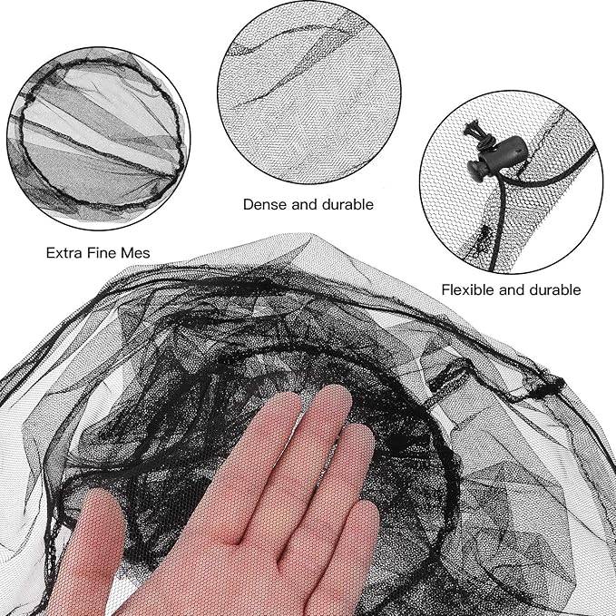 Hestya 4 Pack Mosquito Face Mesh Net Protecting Net for Outdoor Hiking Camping Climbing Mosquito Fly Insects Preventing (Black, Gray)