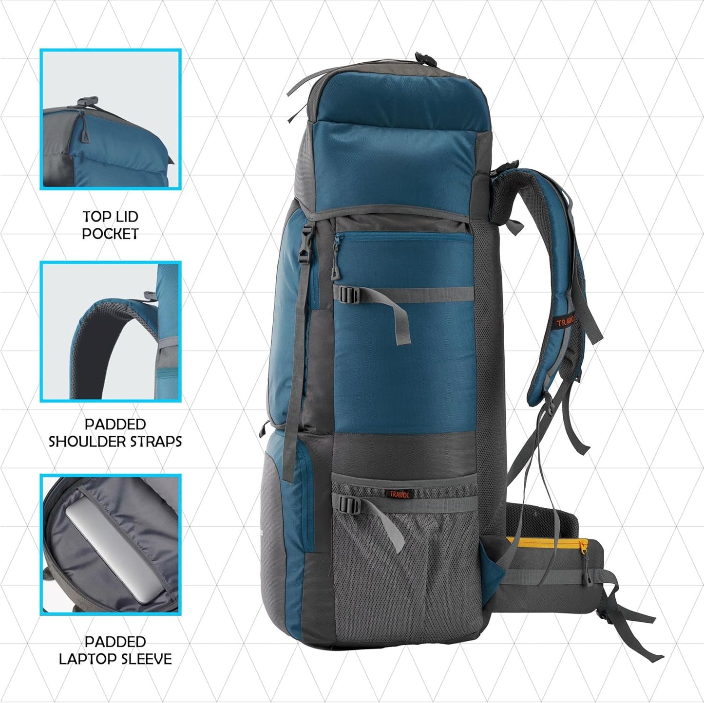 STONEX 60 Ltr Travel Backpack Trekking Rucksack bag for Men & Women Travel Camping Hiking Backpack, Sky Blue