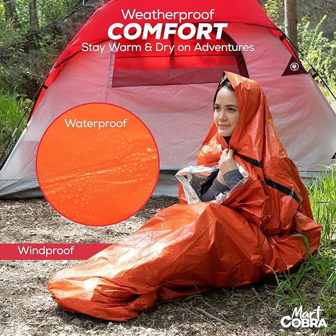 Emergency Sleeping Bag x3, Life Bivy Sack, Emergency Sleeping Bags for Survival Sleeping Bag, Tac Bivvy Bag, Portable Thermal Sleeping Bag, Emergency Blankets for Survival Bag, Sleep Survival Shelter