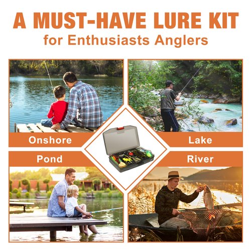 TRUSCEND Widely Used Fishing Lures Kit, Fishing Sinkers Weights Worth Every Penny, Selected Bass Lure & Tackle Kit for Freshwater, Premium Starter Bass Gear Set, Perfect Gifts for Men