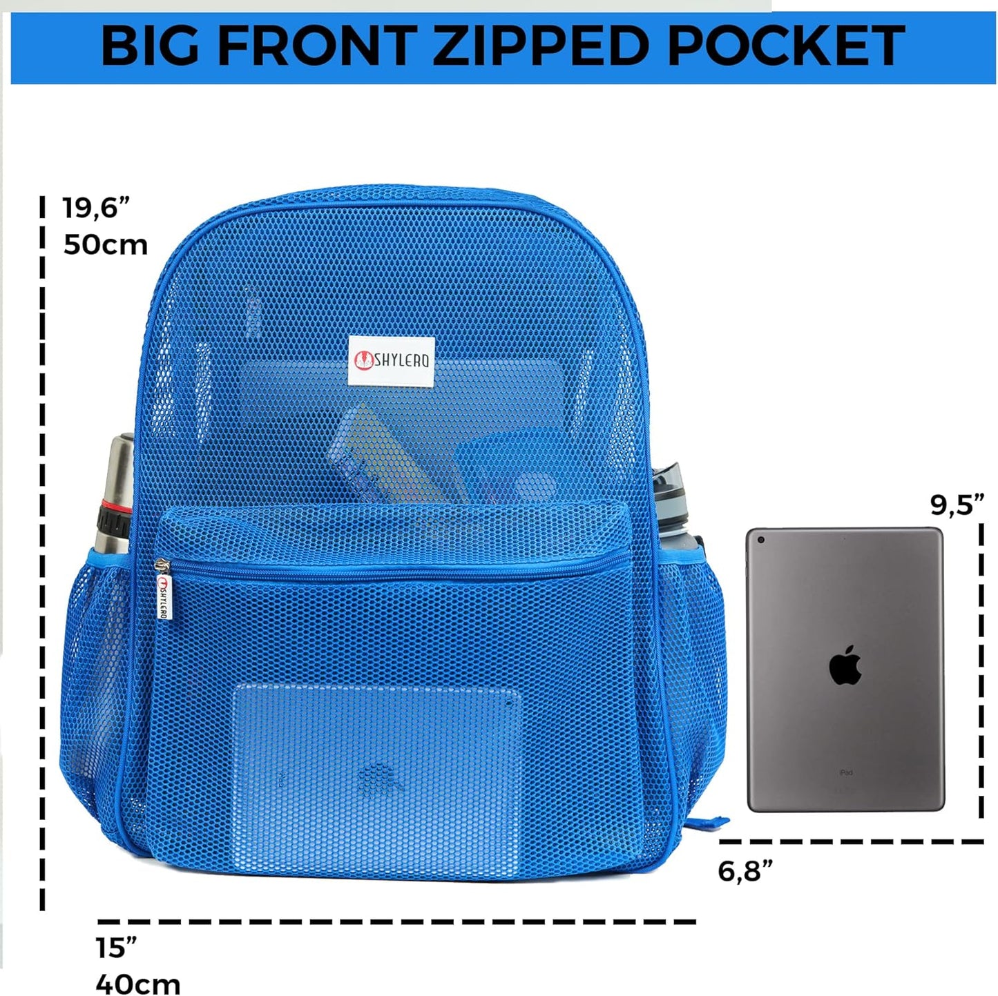 SHYLERO Mesh Backpack XXL (36L) - Lightweight Heavy-Duty Clear Backpack Made of Reinforced 3D Mesh - H19.6 xW15 xD7