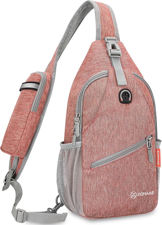 ZOMAKE Small Sling Bag, Travel Sling Backpack, Waterproof Hiking Cycling Crossbody pack for Men Women(Orange)