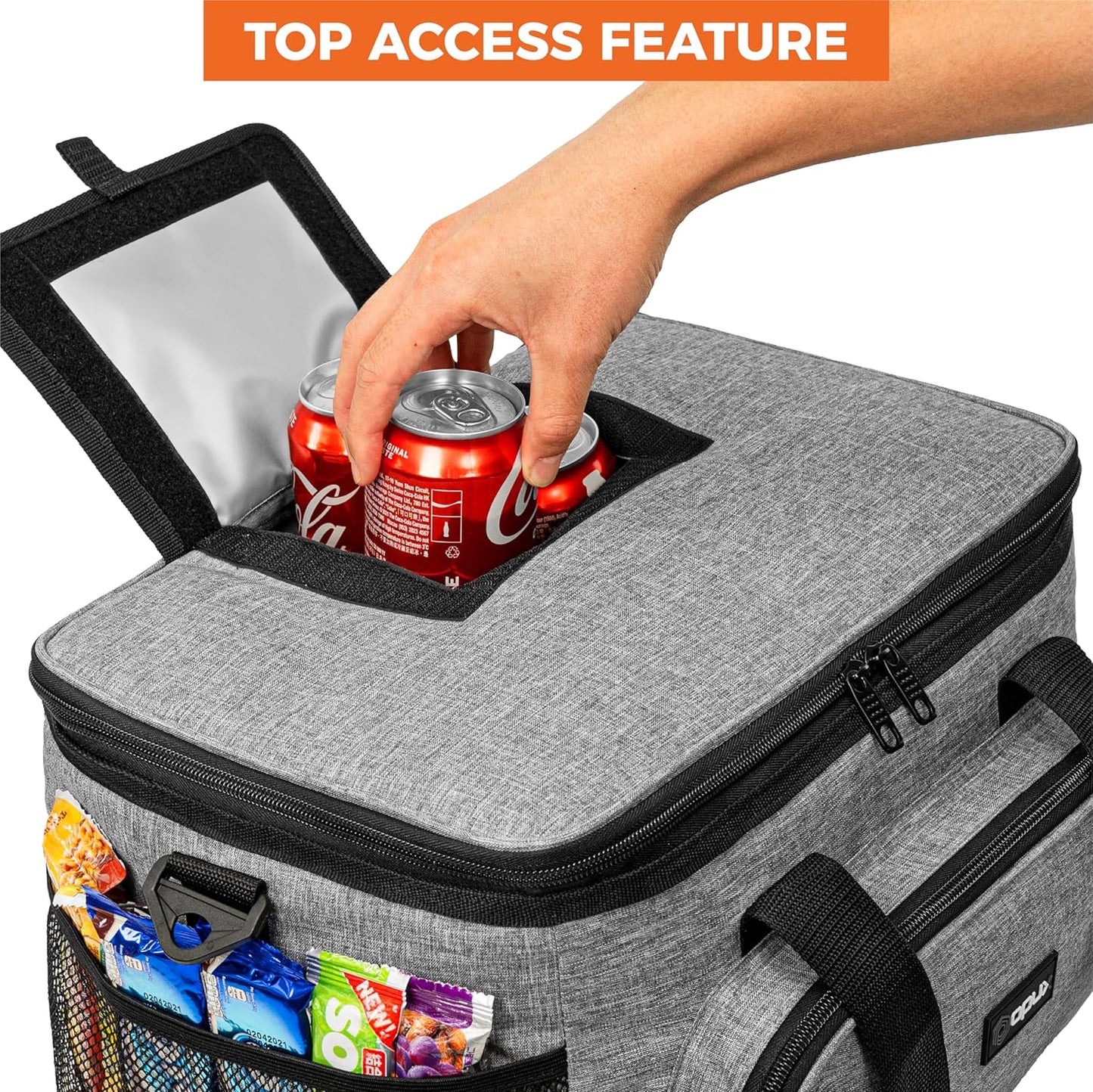 OPUX Soft Cooler Bag, Insulated Collapsible Lunch Cooler Bag for Men Work Camping Beach Travel, Portable Soft Sided Leakproof Waterproof Large Lunch Bag Box with Shoulder Strap 18 Cans, Heather Navy