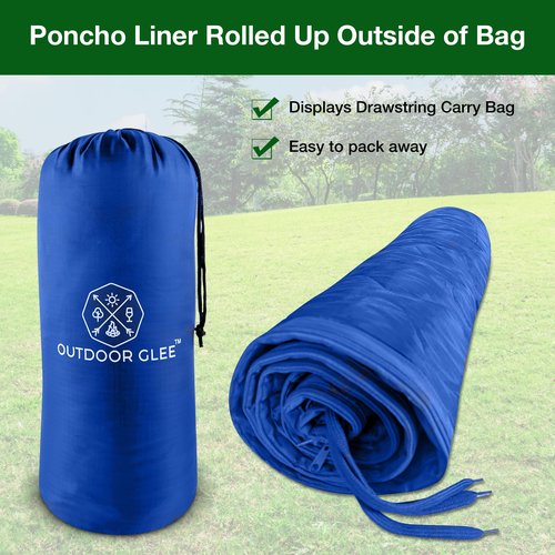 Wearable Blue Military Woobie Poncho Liner with Head Hole. Has Zippers That converts to Sleeping Bag. Water-Resistance, Ripstop Poncho Blanket with Drawstring Bag. Perfect for Outdoor Enthusiasts.