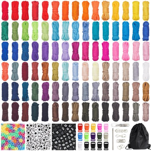 GNILLKO 90 Colors Paracord 550 - 10 Feet Bracelet Kit With Complete Accessories, Multifunction Rope for Making Bracelets, Lanyards, Dog Collar