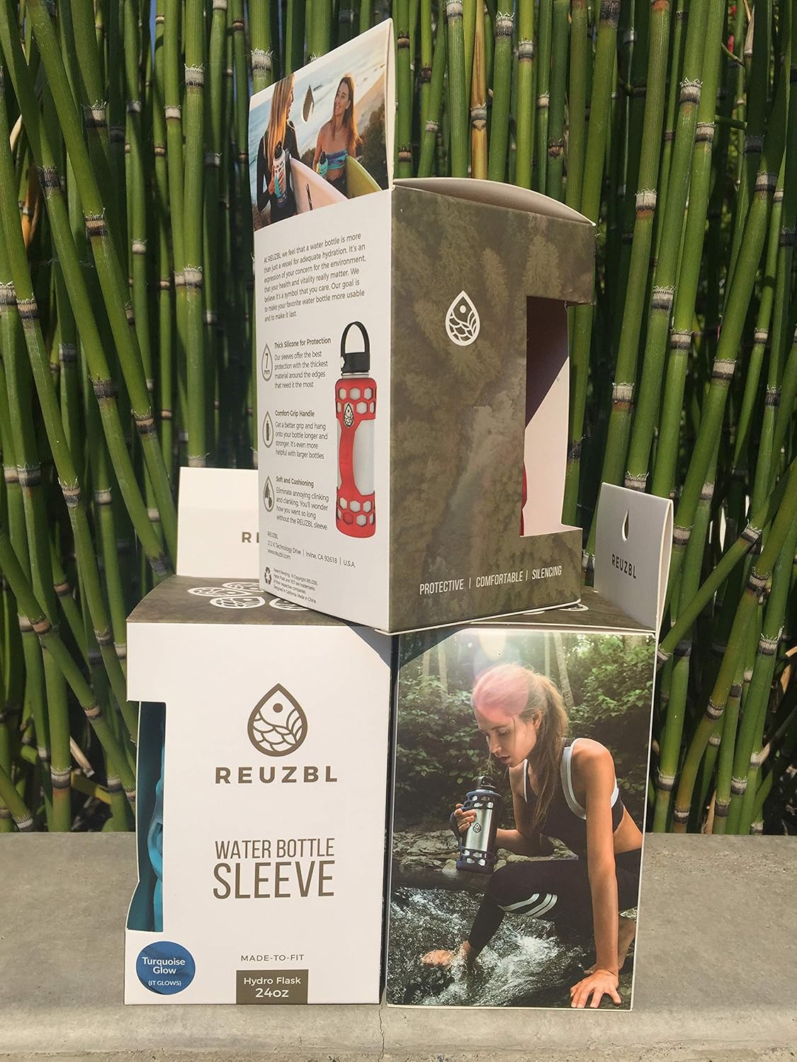REUZBL Bottle Bumper Silicone Boot Sleeve Protector Accessories with Handle for 26 oz & 36 oz Stainless Steel Water Bottles