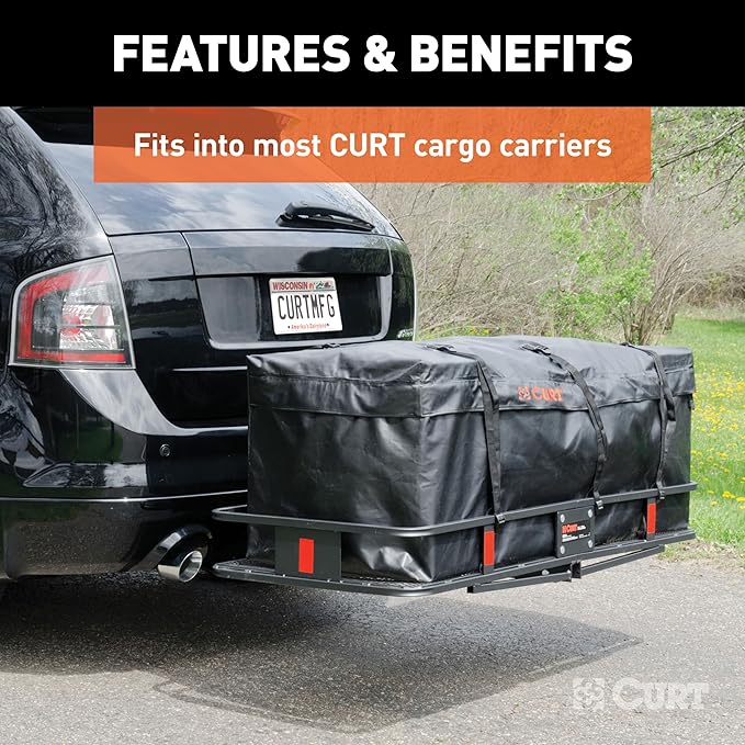 CURT 18210 56 x 18 x 21-Inch Weather-Resistant Black Vinyl Cargo Bag for Hitch Carrier