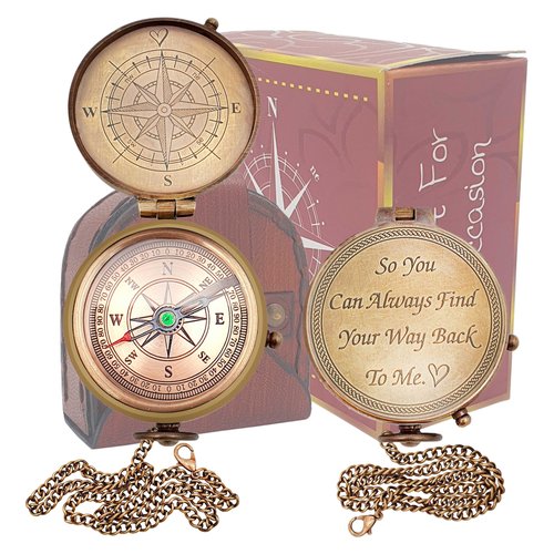 So You Can Always Find Your Way Back to Me Compass - Personalized Working Compass with Leather case, for him/her Bronze for Men- Luxury Gift