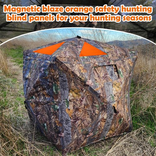 Shupakul 4 Pcs Blaze Orange Safety Panels,Waterproof Hunting Safety Blind Panels with 12 Buttons & Storage Bag,Portable Blind Cover for Ground Blind Tree Stand