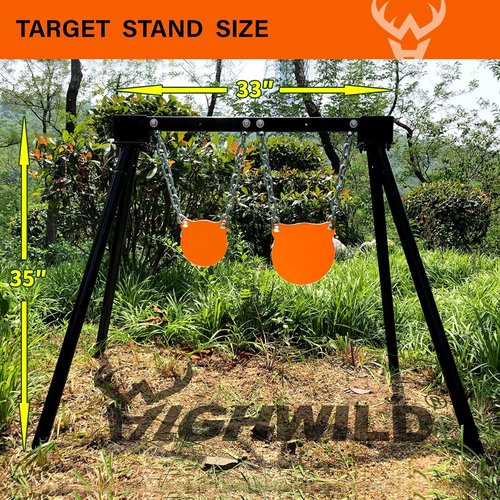 Highwild AR500 Steel Targets System 3/8 Inch Thick Steel Shooting Targets with Stand, All Parts Replaceable Separately for Outdoor Range and Shooting Practice (2)