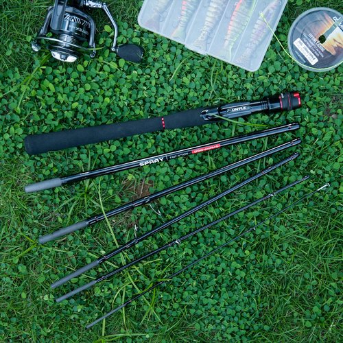 UNYLE Spinning Fishing Rods, 7.9ft Ultralight Portable Fishing Rod, 6 Piece Fishing Rod with Extra Tip Section, Travel Bass Fishing Rods for Saltwater Freshwater
