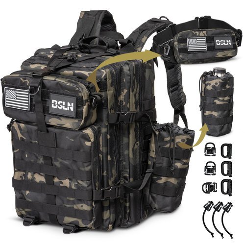 Large 45L Tactical Backpack for Men, Military Backpacks for Women, Bug out Bag Army 3 Days Assault Pack Rucksack with Molle System