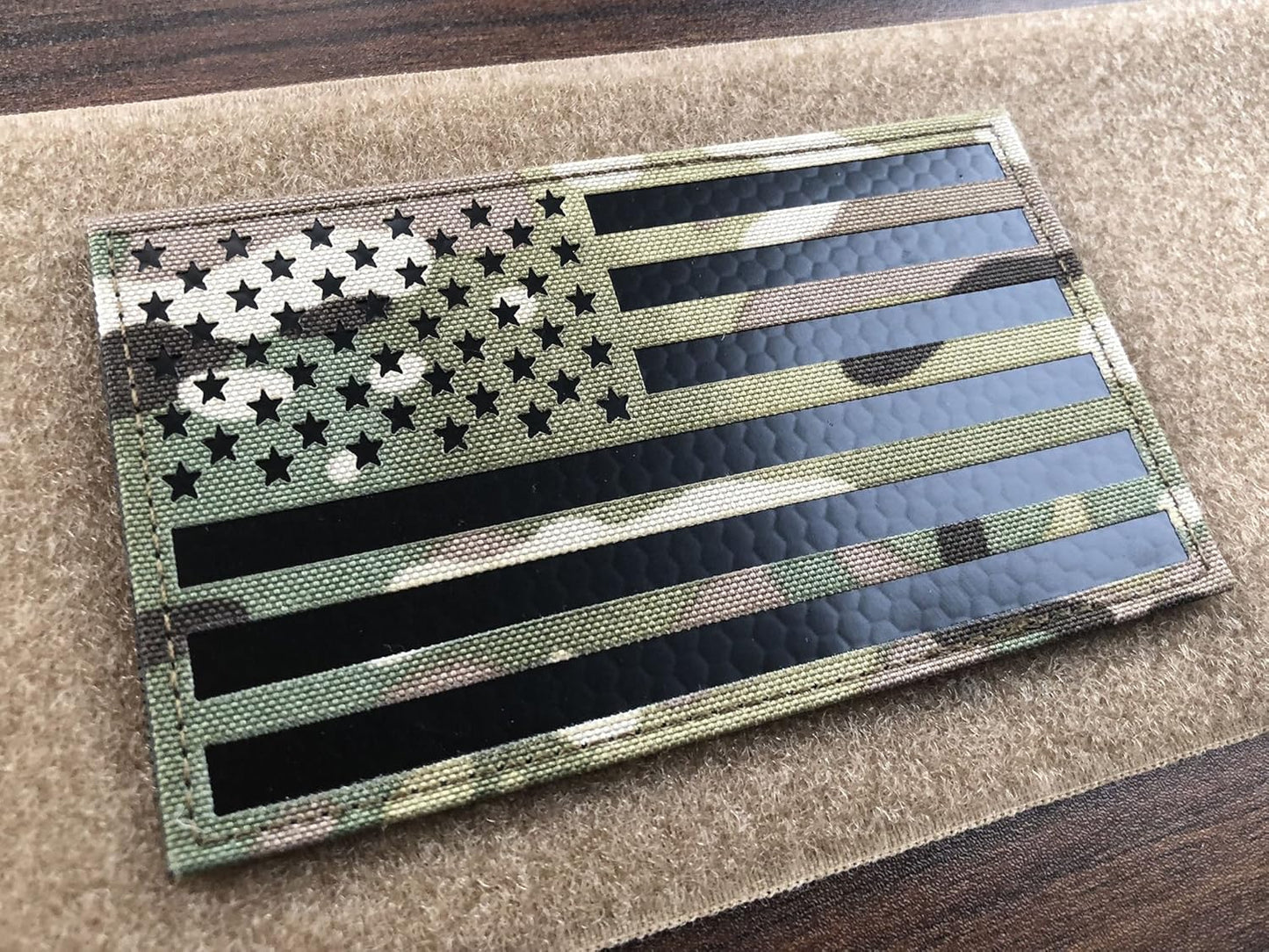 SUVIYA 5x3 inch Large Camo Infrared IR US USA American Flag Patch Tactical Vest Patch Hook-Fastener Backing (5" Width x 3" Height)