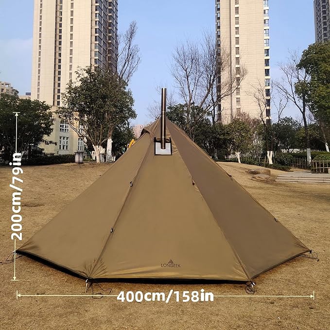 Longeek 2-4 Person Camping Tent 4 Seasons Backpacking Ultralight Easy Up Hot Teepee