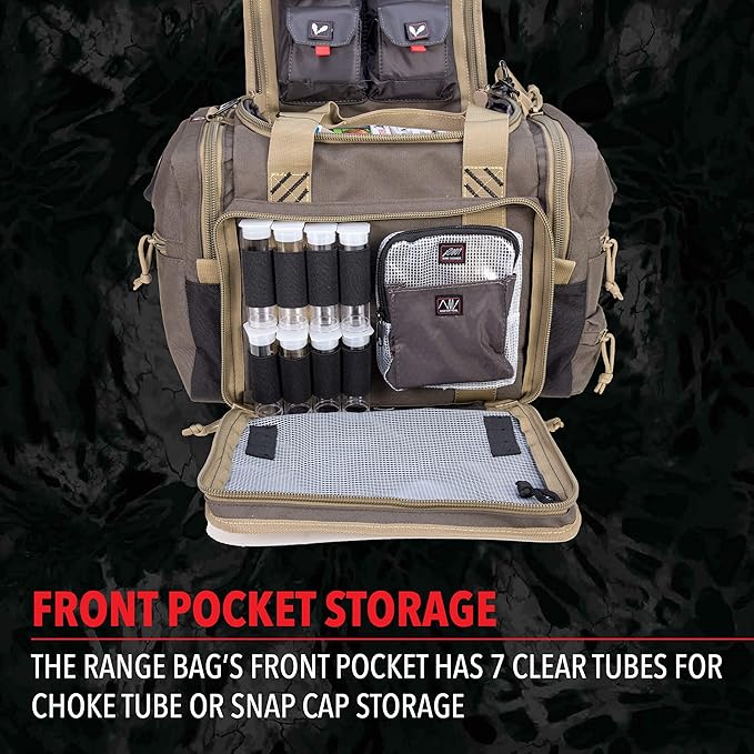 G.P.S. Sporting Clays Range Bag , Secure Ammo & Shooting Accessories Storage, Durable Waterproof Tactical Gear,Olive