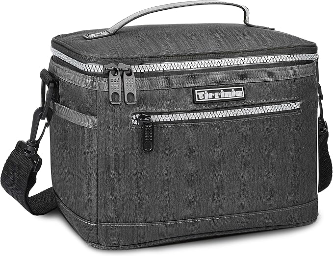 Tirrinia Insulated Lunch Bag for Women Men, Leakproof Thermal Reusable Lunch Box Tote for Adult by Tirrinia, Lunch Cooler for Office Work, Dark Grey