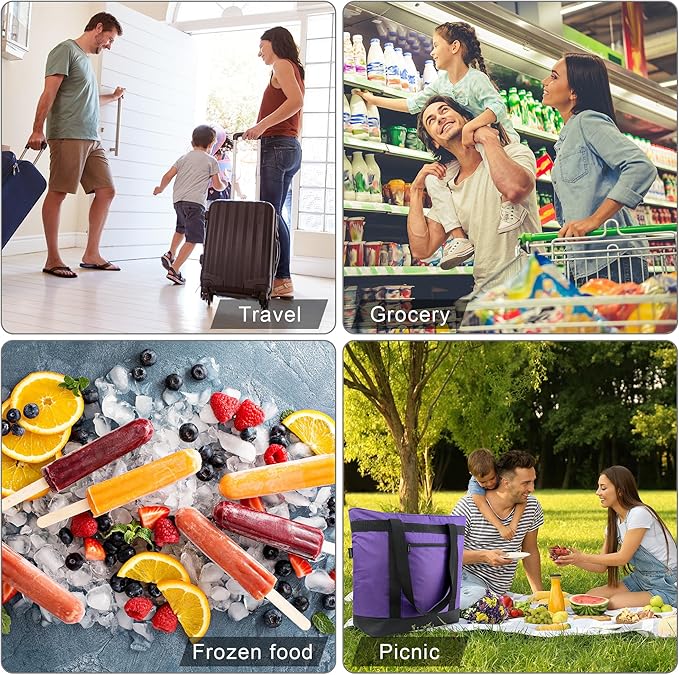 BeeGreen Insulated Cooler Bag Leakproof Freezer Shopping Tote for Groceries Thermal Food Delivery Bag