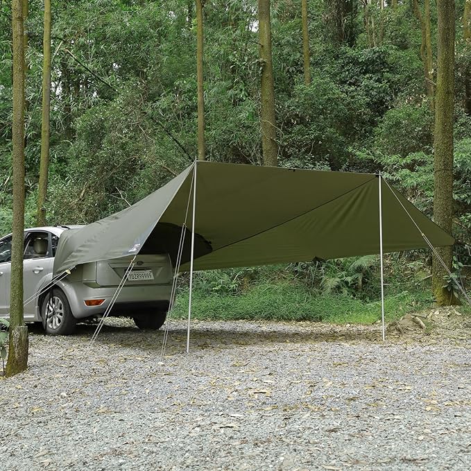 Extra Large Car Awning Camping Tarp for SUV, 19 x 13.3 x 8.6 FT, Waterproof Tailgate Awning for Camping,Van,MPV,Jeep
