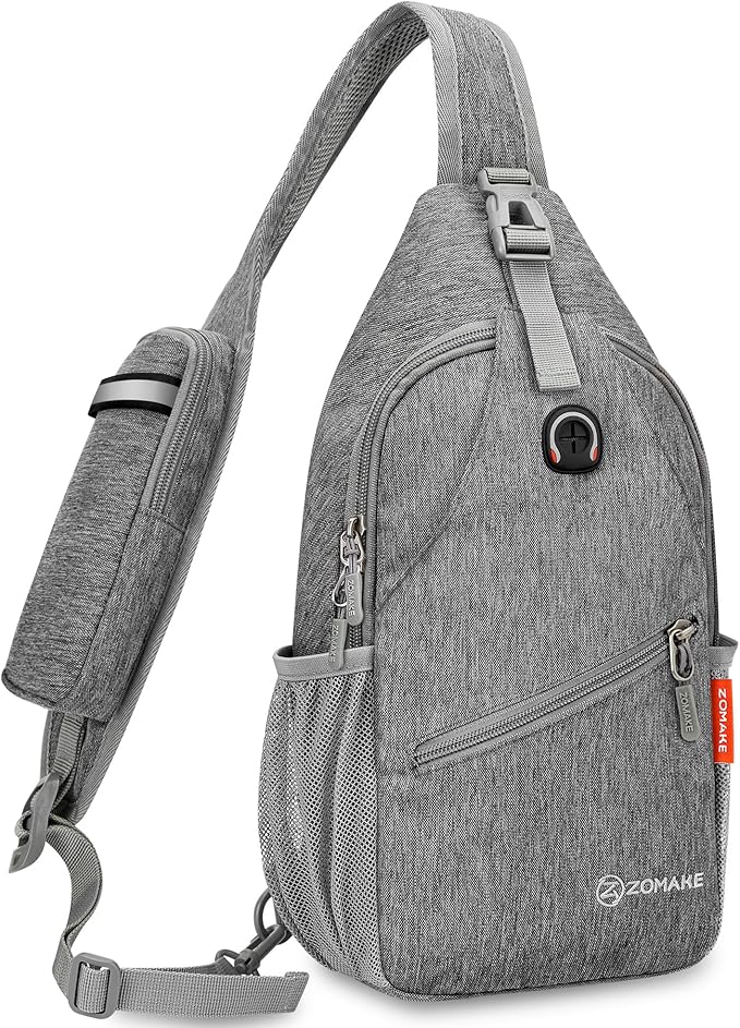 ZOMAKE Small Sling Bag, Travel Sling Backpack, Waterproof Hiking Cycling Crossbody pack for Men Women(New Black)