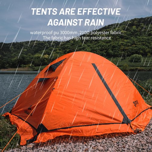 Himalaya 4 Season Camping Tent for Hiking, 3 Person Camping Dome Tent, Backpacking Tent Waterproof Windproof Portable for Outdoor Camping Trekking Beach (Tent with Hem, Orange)