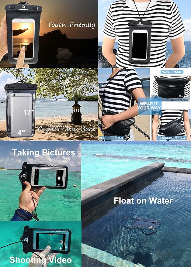 Waterproof Dry Bags Set of 3 Dry Bag with 2 Zip Lock Seals & Detachable Shoulder Strap, Waist Pouch & Phone Case - Can Be Submerged Into Water (Green, 20L)