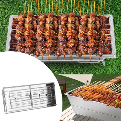 SOPHREPT Portable Charcoal Grill, Stainless Steel Barbecue Grill, Compact Folding Design, Resistant High Temperature, Easy To Clean