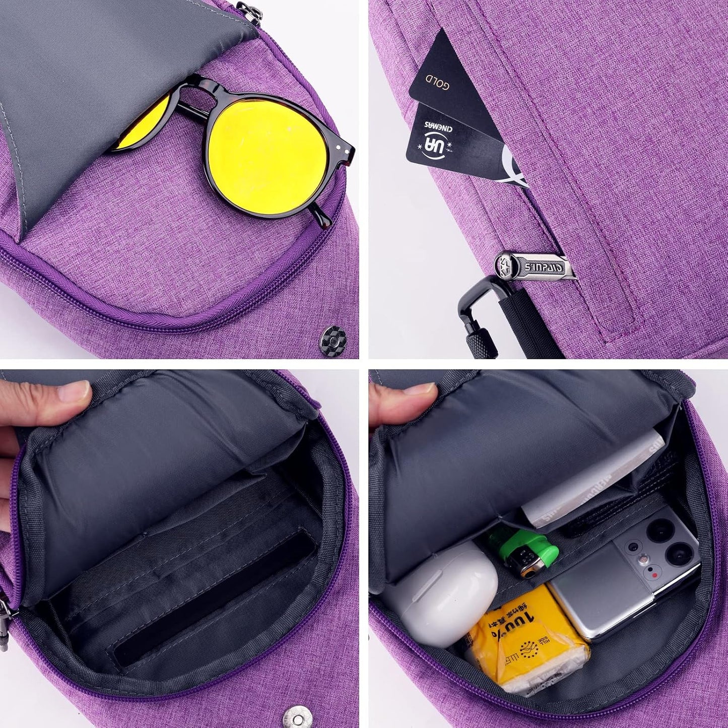 WATERFLY Small Crossbody Sling Backpack Anti Theft Backpack for Traveling Chest Bags for Men&Women Multipurpose Casual Daypack Hiking Shoulder Bag (Black)