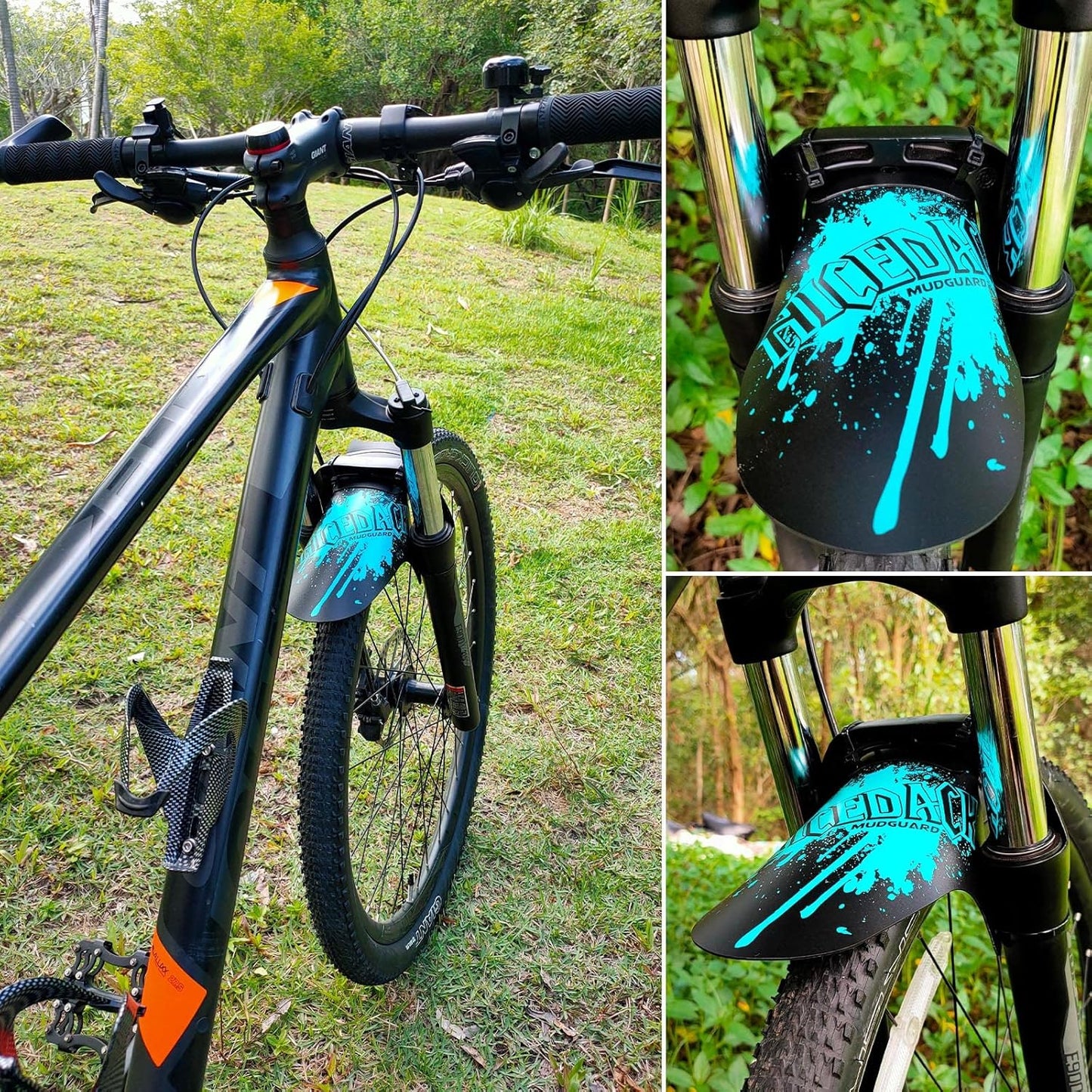 NICEDACK Bike Fender, Adjustable MTB Mud Guard, Front and Rear Compatible Mudguards, Fits 650B 20" 26" 27.5" 29 inch Fat Tire Bikes and All Disc Brake Bicycles