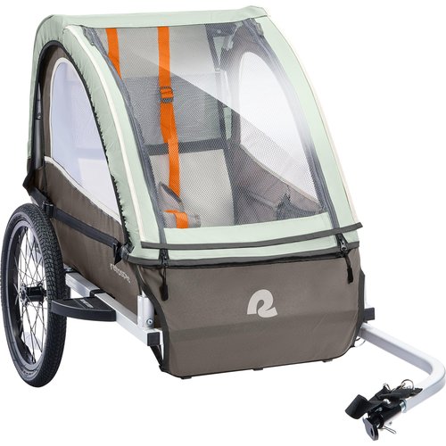Retrospec Rover Plus Bike Trailer for Kids - Foldable Single/Double Passenger Design with 5-Point Safety Harness, Weather-Resistant Fabric & Safety Flag - 40-80 lbs
