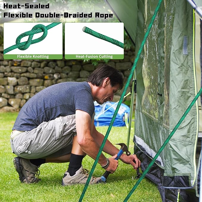 1/2 Inch 100ft Double Braided Polyester Arborist Rope, Heavy Duty Nylon Rope for Anchor, Tree Work, Cargo, Pulling, Sailing (Green)