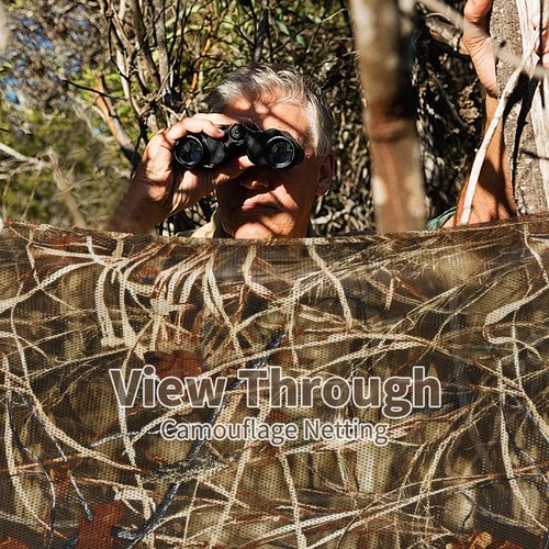 Senmortar Camo Netting, Camo Burlap 75D Camouflage Netting Quiet Mesh for Hunting Blinds Sunshade Camping Concealment Shooting Military Dry Grass Stands 5x10ft