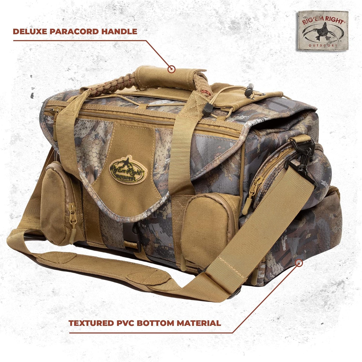 Rig'Em Right Waterfowl Shell Shocker XLT Duck Hunting Blind Bag with Molded Ammo Compartments, Sunglasses Case, Drink Holder and More (Gore Optifade March Camo)