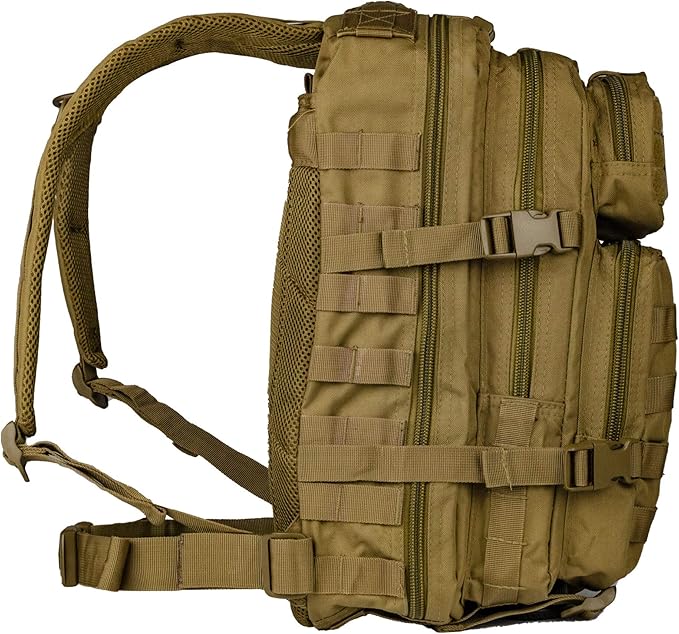 Mil-Tec Unisex Assault Pack - Rugged Durable Lightweight Ergonomic Versatile Tactical Outdoor Camping Hiking Backpack with Adjustable Padded Shoulder Straps & MOLLE Loops, Coyote, 20L