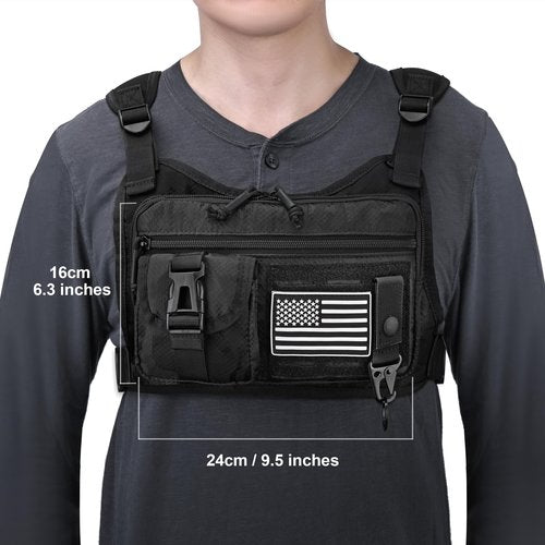 DEYACE Chest Bag for Men, Gun Vest Holster Fits Most Pistols, Adjustable EDC Tactical Chest Pack for Workouts Running Hiking