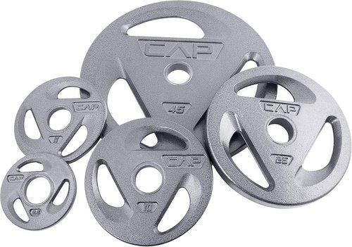CAP Barbell 2-Inch Olympic Grip Weight Plates, Single, Gray, Various Sizes