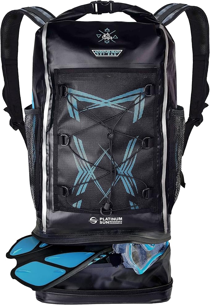 Dry Bag Backpack Waterproof 40L Heavy Duty Roll-Top beach bag with Compartment for Dirty Stuff for Travel, Hiking, Boating