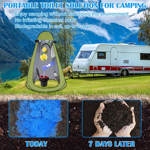 POO GEL Portable Toilet Gel, for Portable Toilet, Eco Absorbent Gel Camping Toilet Powder for Potty Bags, Portable Toilet Absorbent Gel Powder for Camping Hiking (20g / 10pcs)