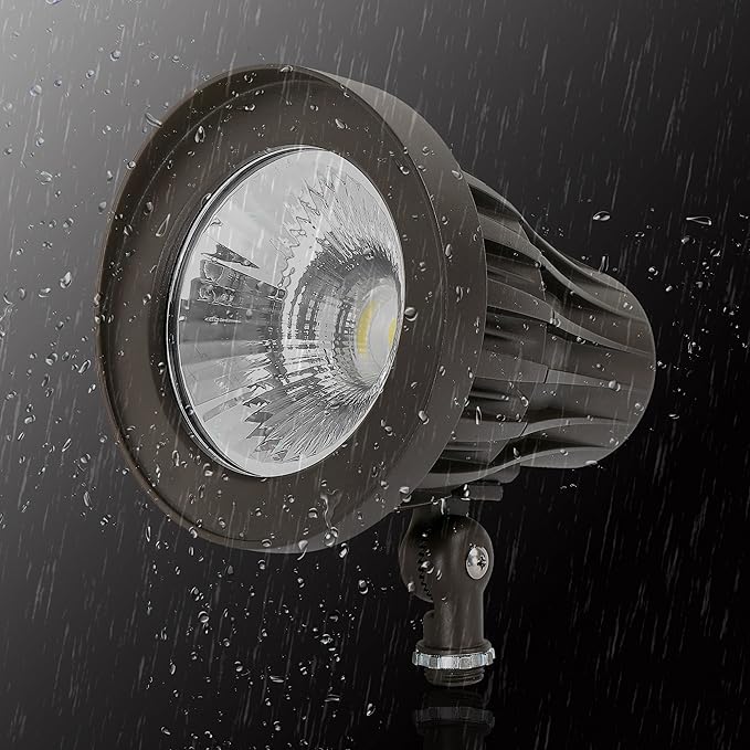 GKOLED 20W Bullet/Round Outdoor Spotlight, Narrow Beam Angle Light, 2500 Lumens Aluminum Waterproof Flag Pole Light, 5000K Daylight White, 120-277V AC, UL Listed and DLC Qualified