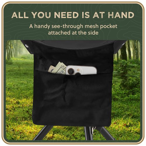 RISIBIX Foldable Tripod 13.4'' Stool - Ultra Portable Seat, Best for Youth+Pocket - 1 lb Camping Stool, 3 Legged Strong Steel Stool, Height: 13.4 inches (Black)