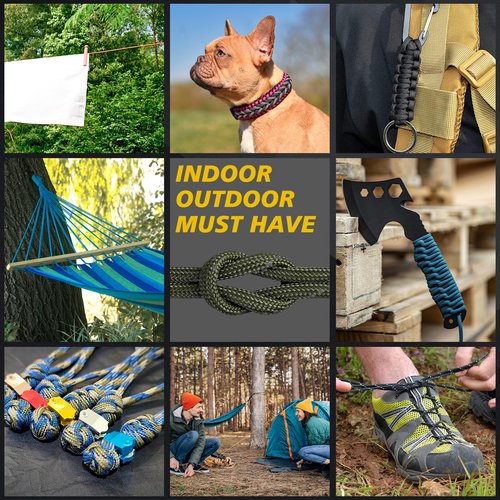 Thadavo Reflective Paracord Rope 850Ib, 50/100/200/500/1000ft 4MM 11 Strand Parachute Cords, Tactical Paracord String for Camping, Fishing, Clothesline, Hammock, Tent, Bracelet, Army Green 100FT