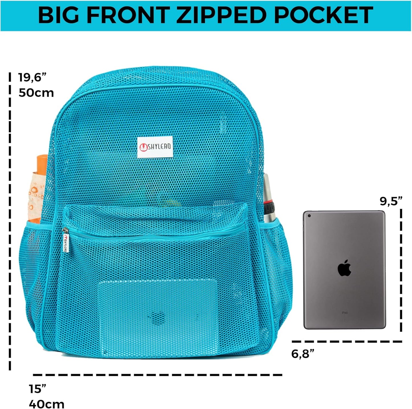 SHYLERO Mesh Backpack XXL (36L) - Lightweight Heavy-Duty Clear Backpack Made of Reinforced 3D Mesh - H19.6 xW15 xD7
