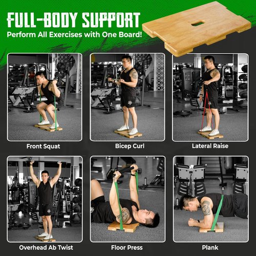 SIEUSALEVN Wood Fitness Board, Exercise Platform, Natural Color, 24"L x 12.5"W x 1.6"H, Adult