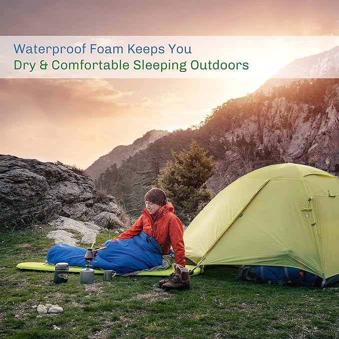 Foam Sleeping Pad - Lightweight 0.5-Inch Mat for Camping, Cots, Tents, Backpacking, and Yoga - Non-Slip and Waterproof with Handle by Wakeman