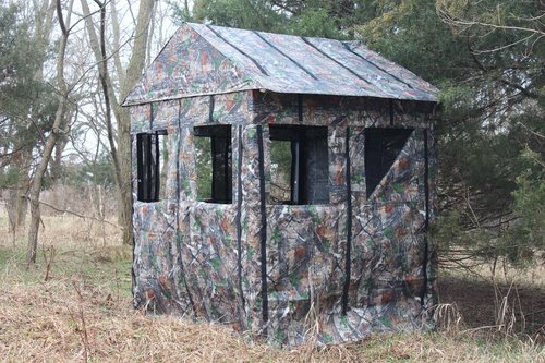 Deluxe 5'x5' 2-3 Person Hunting Blind 360 Degree See Through Fabric, Heavy Duty Metal Frame Deer Hunting Blinds