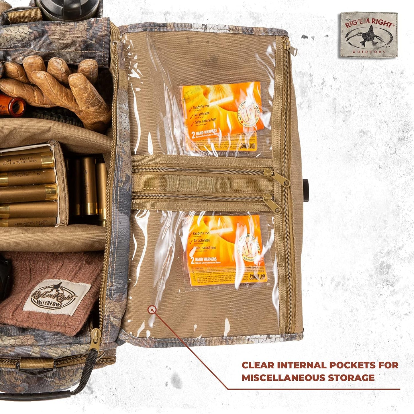Rig'Em Right Waterfowl Shell Shocker XLT Duck Hunting Blind Bag with Molded Ammo Compartments, Sunglasses Case, Drink Holder and More (Gore Optifade March Camo)