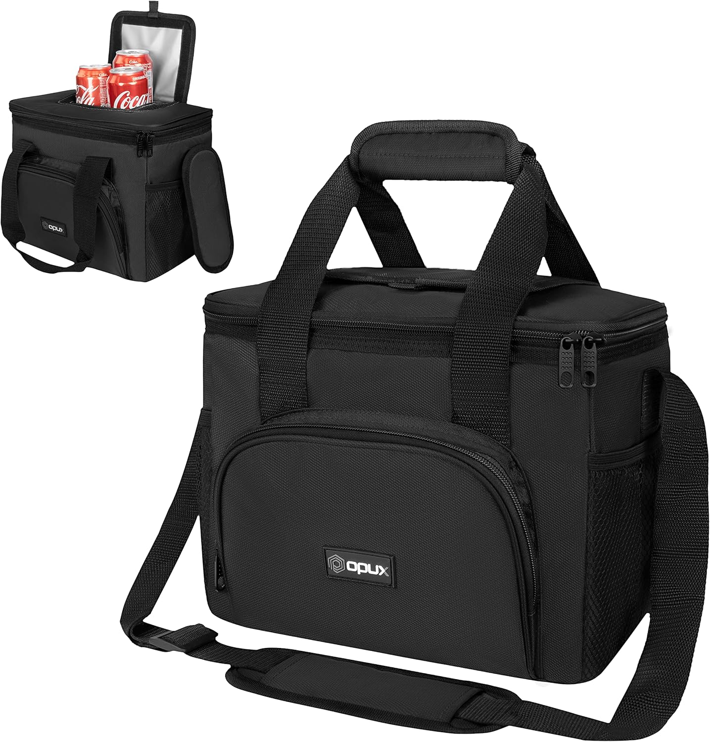 OPUX Soft Cooler Bag, Insulated Collapsible Lunch Cooler Bag for Men Work Camping Beach Travel, Portable Soft Sided Leakproof Waterproof Large Lunch Bag Box with Shoulder Strap 18 Cans, Heather Navy