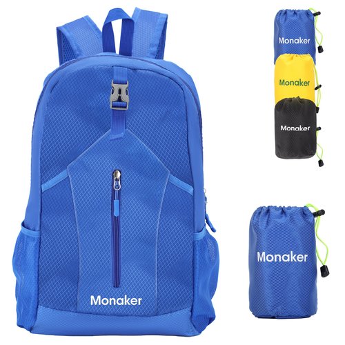 Monaker Ultralight 20L Foldable Backpack, Multi-Pocket Design, Compact to Palm-Sized, Ideal for Hiking, Travel & Daily Use