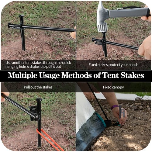 8 Pack 8in Heavy Duty Forged Steel Tent Stakes, with Storage Bag, for Camping