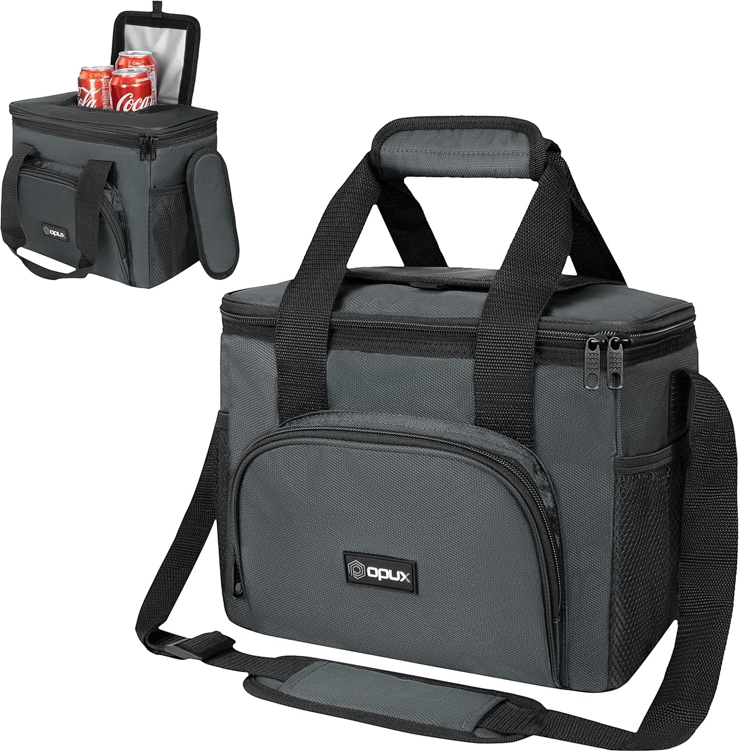 OPUX Soft Cooler Bag, Insulated Collapsible Lunch Cooler Bag for Men Work Camping Beach Travel, Portable Soft Sided Leakproof Waterproof Large Lunch Bag Box with Shoulder Strap 18 Cans, Heather Navy